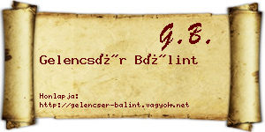 Gelencsér Bálint névjegykártya